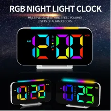 RGB Clock Simple Colored Light Electronic Clock Atmosphere Light Electronic Clock Multi-Function Alarm Clock Dual Display of Time and Week