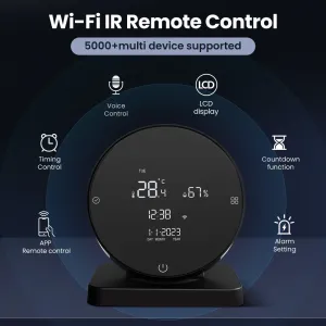 AGSIVO 3 In 1 Tuya Wifi Infrared IR Remote Controller Alarm Clock Temperature and Humidity Sensor Compatible with Alexa & Google Home