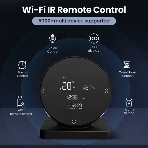 AGSIVO 3 In 1 Tuya Wifi Infrared IR Remote Controller Alarm Clock Temperature and Humidity Sensor Compatible with Alexa & Google Home