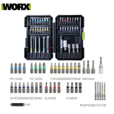 WORX WA1149 Drill Bits Set Precision Driver Kit Phillips Pozidriv Hexagon Torx Slot Extended Rod High Quality Multi-Tool Accessories Professional Repair