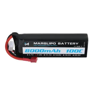 MARSLIPO 7.4V 8000mAh 100C 2S Lipo Battery T Plug for RC Car