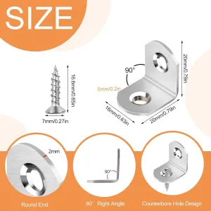 40/16Pcs L Bracket Stainless Steel 90 Degree Corner Braces with Screws for Shelves Furniture Reinforcement and Woodworking