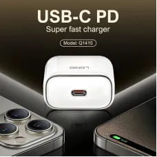 [GaN Tech] LDNIO Q1415 45W 1-Port USB PD Charger USB-C PD PPS Fast Charging Wall Charger Adapter EU Plug US Plug with Type-C to iP/Type-C Cable