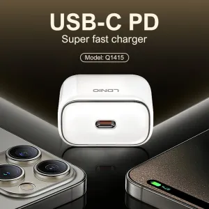 [GaN Tech] LDNIO Q1415 45W 1-Port USB PD Charger USB-C PD PPS Fast Charging Wall Charger Adapter EU Plug US Plug with Type-C to iP/Type-C Cable