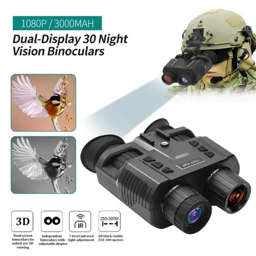 NV8000 3Night Vision Binoculars Goggles Infrared Digital Head Mount Built-in Battery Rechargeable Camping Equipment