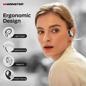 MONSTER AC360 TWS Earbuds bluetooth 5.4 Earphone 14.2mm Titanium PU Diaphragm AAC Audio ENC Noise Cancelling 24H Playback Touch Control Ergonomics Earhooks Sports Headphones with Mic