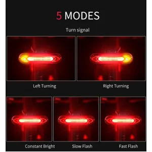 Bicycle Light USB Rechargeable Tail Light Warning Bike Rear Light Smart Wireless Remote Turn Signal Light LEBicycle Lantern