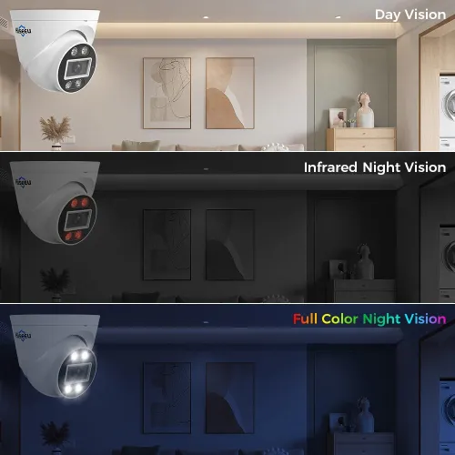 Hiseeu 4K 5MP 8MP POE IP Security Surveillance Camera H.265+ Dome CCTV ONVIF 2-Way Audio Record Face Detection Full Color Indoor for Home Surveillance Security