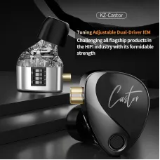 KZ Castor Wired Earphone Tuning Adjustable Dual Drivers IEM HiFi Sound Deep Bass 3.5mm Wired In-ear Earphone Headphone