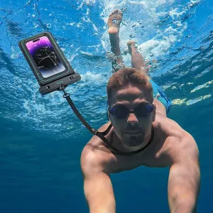 USAMS 7 Inch IP68 Waterproof Phone Pouch Bag Floating Touch Screen With Lanyard For Phones Up to 6.7 Inches For Samsung Galaxy S23 Ultra For iPhone 14 Pro Max