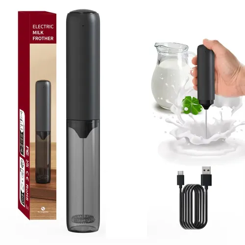 Comfook Electric Milk Frother Whisk 10000 RPM High-Speed Stirring 304 Stainless Steel with Storage Cover Type-C Charging for Coffee Latte Hot Chocolate