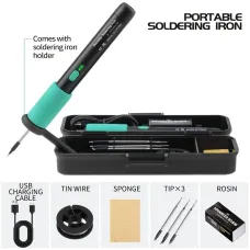 Adjustable USB Rechargeable Soldering Iron Kit with Three Tips for Home Appliance Repair Jewelry Making and DIY Projects Non-slip Grip and Storage Box