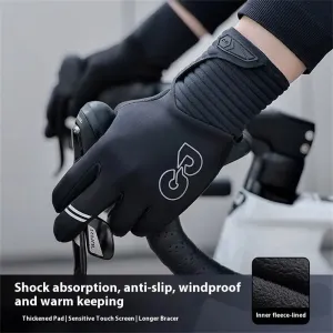 Golovejoy Winter Cycling Gloves for Men Women Outdoor Sports Windproof Waterproof Fleece Warm Non-slip Shock Absorption Bike Gloves