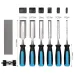 8-Piece Wood Carving Chisel Set Chromium-Vanadium Steel Blades Wood Handles Sharpening Stone and Honing Guide for Woodworking
