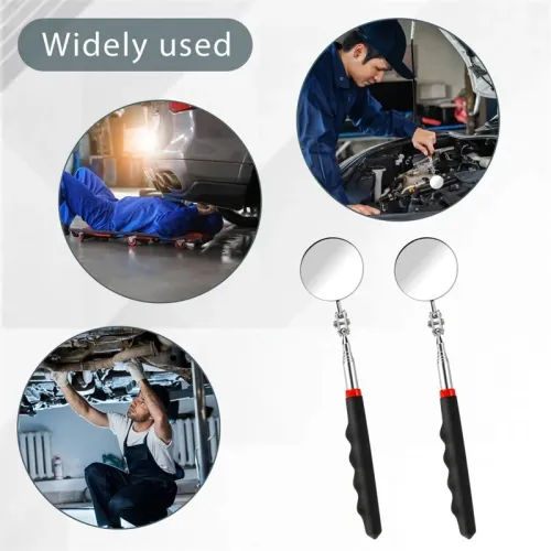 Extend 7-1/4" to 30" 360 Retractable Extension Rod Mirror Telescopic Inspection Detection lens Silver Pocket Clip Car Tools