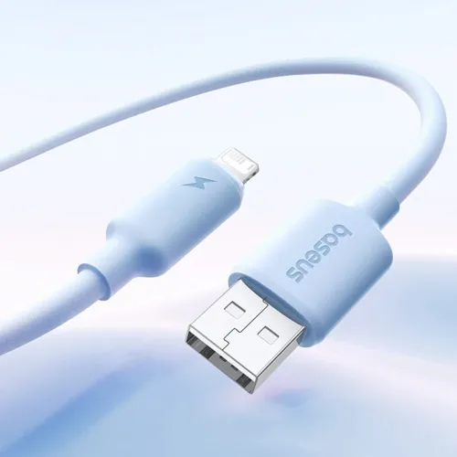 Baseus Foamed Silicone Series 2.4A USB-A to iP Cable Fast Charging Data Transmission Copper Core Line 1M/2M Long for iPhone 14 14 Pro 13 12 Pro Max for iPad Pro