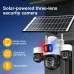 Three Lens 6MP HD Solar Powered Security Camera 5X Zoom PTZ Color Night Vision Red Blue Alarm Wireless WiFi Outdoor AI Human Detection Weatherproof Camera