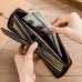 BULLCAPTAIN Men's Genuine Leather Wallet Horizontal Zipper Multi-card Design Business Card Holder Driver's License Money Clip