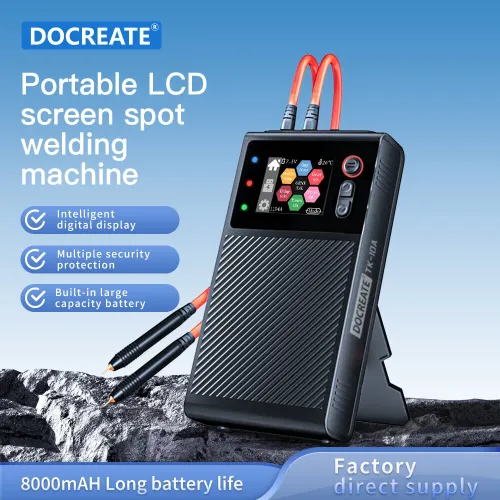 DOCREATE TK-10A Portable LCD Screen Spot Welder 1200A Welding Current 8000mAh Battery Advanced Double Pulse Technology Multiple Safety Features