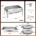 Warmounts 9.5QRectangular Chafing Dish Buffet Set with Hydraulic PivotLid, Stainless Steel Catering Server Food Warmer with 2-Tray Noiseless for Party, Wedding, Restaurant