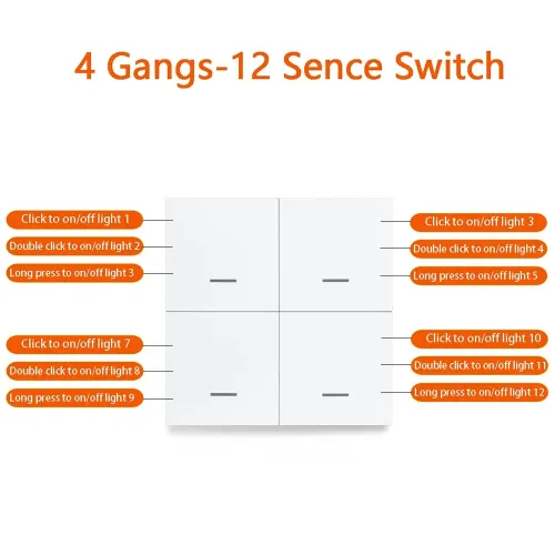 Tuya Smart ZigBee3.0 Switch 4 Gangs Scenario 12 Scenes Switch Push Button Controller Support Home Assistant Zigbee3.0 Gateway Required