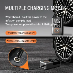 150Psi Cordless Air Pump Portable Car Air Pump Dual Screen Display 4000mAh Car Electric Tire Inflatable Pump for Car Motorcycle Bicycle Ball