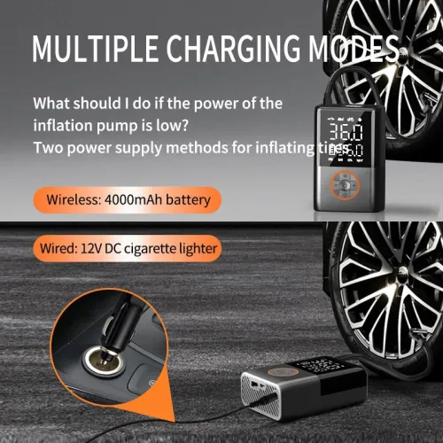 150Psi Cordless Air Pump Portable Car Air Pump Dual Screen Display 4000mAh Car Electric Tire Inflatable Pump for Car Motorcycle Bicycle Ball