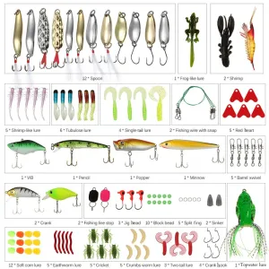 ZANLUR106pcs All Depth Mixed Fishing Lure Sets Hard Baits/Soft Lures Artificial Bait With Box