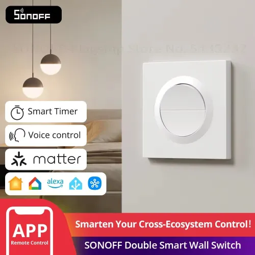 SONOFF MINI-2GS-E Matter Over WiFi Double Smart Wall Switch Fusion Series Orb-MW2 Compatible With Apple Home Google Home Alexa
