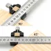 Combination Square Adjustable Steel Ruler Positioning Block 45 or 90 Degree Marking Gauge Line Scriber Fixed Position Measuring Tool