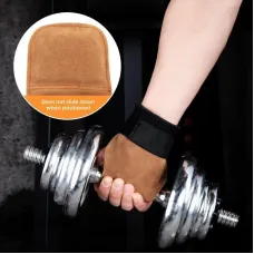 KALOA1Pair Cowhide Sports Gym Grips Palm Protector Weight Power Lifting Guards Pads for Fitness Training Weightlifting Gymnastics Pull-up