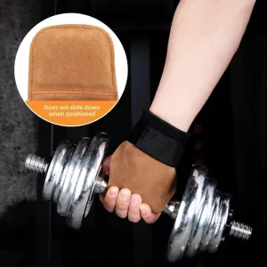 KALOA1Pair Cowhide Sports Gym Grips Palm Protector Weight Power Lifting Guards Pads for Fitness Training Weightlifting Gymnastics Pull-up