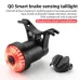 ROCKBROQ0 Qzero Bicycle Taillight Smart Auto High Brightness Brake Sensing Waterproof LEUSB Charging Bike Rear Light for Mountain Road Night Ride