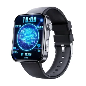 F300 2.1-inch HD Screen ECG Non-invasive Blood Glucose Testing Blood Component Analysis bluetooth Call Heart Rate Blood Pressure Blood Oxygen Monitor Sleep Monitoring SOS Function Multi-sport Modes IP67 Waterproof Smart Watch