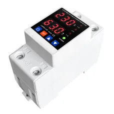 Dual Display 40A 63A 80A 230V Din Rail Adjustable Digital Over Under Voltage Relay Surge Protector Limit Over Current Protection