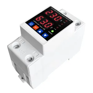 Dual Display 40A 63A 80A 230V Din Rail Adjustable Digital Over Under Voltage Relay Surge Protector Limit Over Current Protection