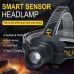 SEEKNIT500M Distance Smart Sensor LEHeadlamp Spotlight/Floodlight Zoom, Yellow/White Light Adjusted, Type-Rechargeable, Fishing Camping Running Working Headlight Long Shot Head Flashlight