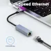 USB Type C to Gigabit Network Card Port Network Cable Adapter USB-C to RJ45 Driveless for Laptops Tablets
