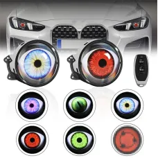 LED Headlight with Dual Dynamic Devil Eye Design Multiple Modes for Cars Motorcycles Universal