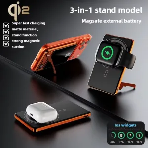 PD20W 5000/10000mAh Magnetic Wireless Power Bank with Digital Display External Battery Power Supply with 1 Input & 2 Outputs Fast Charging for iPhone 17 17Pro 16 15 Pro Max 14 13 for Xiaomi 17pro for Samsung Galaxy S25 Ultra Come with Phone Stand