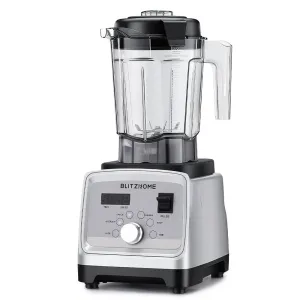 BlitzHome BH-228C Professional 1600W Countertop Blender 6-Leaf Blade 6 Programs Smoothie & Ice Crushing Blender with 2L Jar 600ml Travel Cup 800ml Grinder Cup