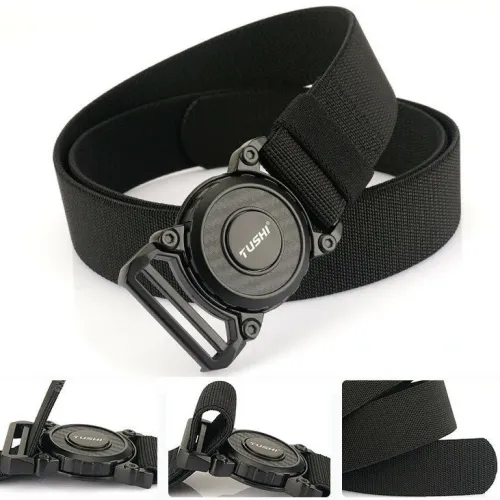 TUSH2023 Hot Sell Men Belt 125cm*3.8cm Elastic Polyester Waistband New Design Metal Quick Release Buckle Tactical Girdle