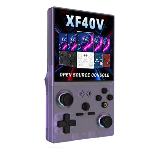 128G XF40V Handheld Game Console with 4 Inch IPS HD Screen RK3326 RGB Joysticks Open Source Linux System 4000mAh Battery Vibration Motor Retro Gaming Portable Emulator Gaming Console