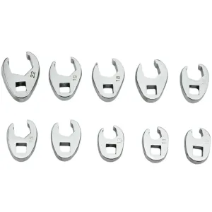 10PCS 3/8Inch Drive Crowfoot Wrench 10 To 22mm Metric SAE Imperial Chrome Plated Foot Open End Spanner