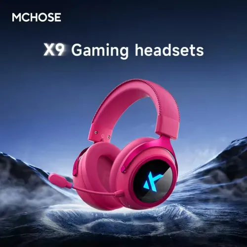 MCHOSE X9 Gaming Headset bluetooth Headphone 53mm Large Drivers 7.1 FPS Surround Sound 2000mAh Battery 15ms Low Delay Soft Protein Leather Earmuffs 2.4G Wireless Headphones with External Noise Cancelling Microphone