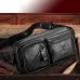 BULLCAPTAIN Men's Genuine Leather Waist Bag Large Capacity Chest Bag Outdoor Sports Zipper Fanny Packs