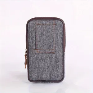 Men's Canvas Mobile Phone Belt Waist Bag Portable Multi-Pocket Fanny Pack Card Holder Wallet