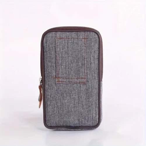 Men's Canvas Mobile Phone Belt Waist Bag Portable Multi-Pocket Fanny Pack Card Holder Wallet