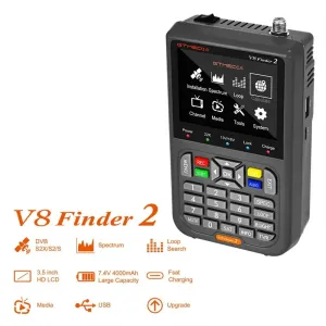 GTMEDIA V8 Finder2 Satellit Finder Signal Meter 4000mAh Battery 3.5" HD LCD Type-C Fast Charge DVB-S/S2 MPEG-2/4 H.264