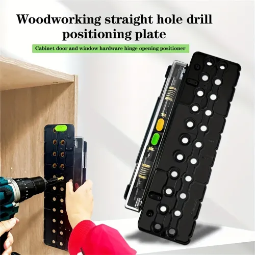 Woodworking Straight Hole Drill Template Hinge Hole Opener Dual Drill Bit Adapter Spring Pressure Cabinet Door Positioning Plate